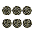 Gold And Black Feather Pattern Print Coaster Set