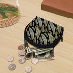 Gold And Black Feather Pattern Print Coin Purse