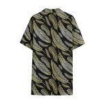 Gold And Black Feather Pattern Print Cotton Hawaiian Shirt