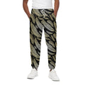 Gold And Black Feather Pattern Print Cotton Sweatpants