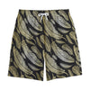 Gold And Black Feather Pattern Print Cotton Shorts