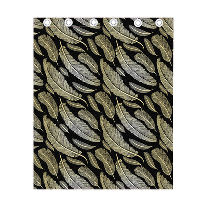 Gold And Black Feather Pattern Print Curtain
