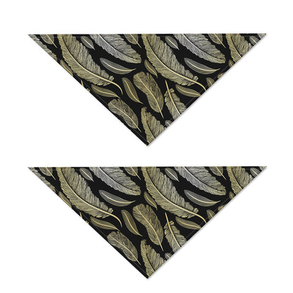 Gold And Black Feather Pattern Print Dog Bandana