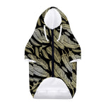 Gold And Black Feather Pattern Print Dog Zip Up Hoodie