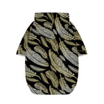 Gold And Black Feather Pattern Print Dog Zip Up Hoodie