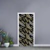 Gold And Black Feather Pattern Print Door Sticker