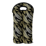 Gold And Black Feather Pattern Print Double Neoprene Wine Tote