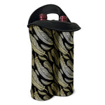 Gold And Black Feather Pattern Print Double Neoprene Wine Tote
