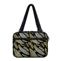 Gold And Black Feather Pattern Print Double Strap Bible Bag