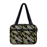 Gold And Black Feather Pattern Print Double Strap Bible Bag