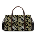 Gold And Black Feather Pattern Print Duffle Bag