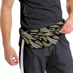 Gold And Black Feather Pattern Print Fanny Pack