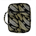 Gold And Black Feather Pattern Print Front Pocket Bible Bag