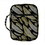 Gold And Black Feather Pattern Print Front Pocket Bible Bag