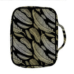 Gold And Black Feather Pattern Print Front Pocket Bible Bag