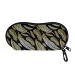 Gold And Black Feather Pattern Print Glasses Case
