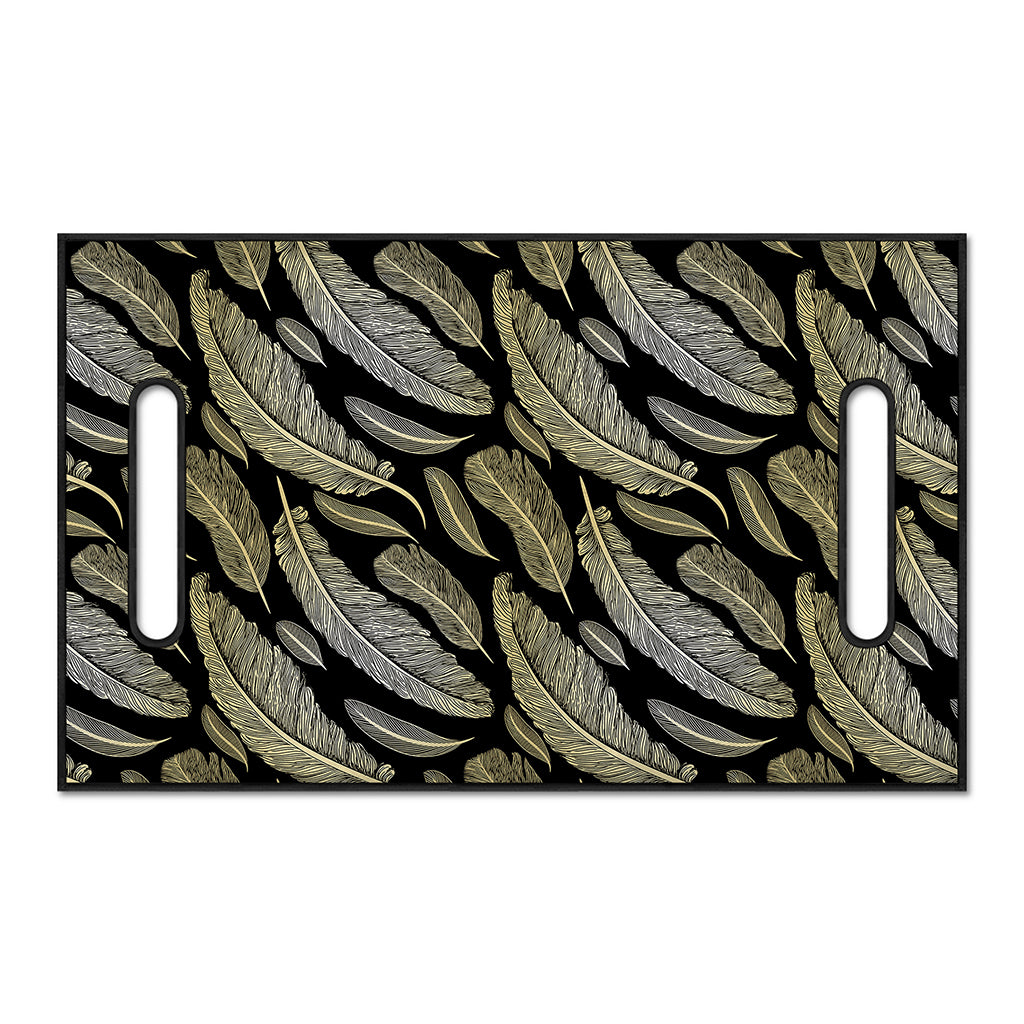Gold And Black Feather Pattern Print Golf Cart Seat Cover