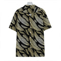 Gold And Black Feather Pattern Print Hawaiian Shirt