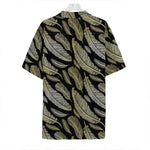 Gold And Black Feather Pattern Print Hawaiian Shirt