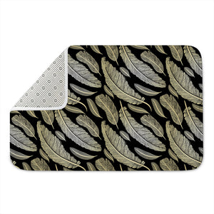 Gold And Black Feather Pattern Print Indoor Door Mat