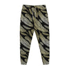 Gold And Black Feather Pattern Print Jogger Pants