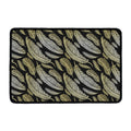 Gold And Black Feather Pattern Print Kitchen Mat