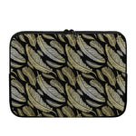 Gold And Black Feather Pattern Print Laptop Sleeve