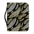 Gold And Black Feather Pattern Print Leather Bible Cover