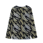 Gold And Black Feather Pattern Print Long Sleeve Short Coat