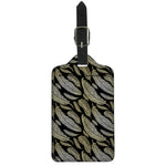 Gold And Black Feather Pattern Print Luggage Tag