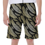 Gold And Black Feather Pattern Print Men's Beach Shorts