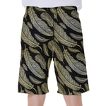 Gold And Black Feather Pattern Print Men's Beach Shorts