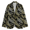 Gold And Black Feather Pattern Print Men's Blazer