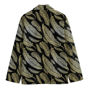 Gold And Black Feather Pattern Print Men's Blazer