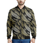 Gold And Black Feather Pattern Print Men's Bomber Jacket