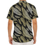 Gold And Black Feather Pattern Print Men's Deep V-Neck Shirt