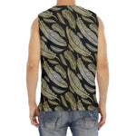 Gold And Black Feather Pattern Print Men's Fitness Tank Top