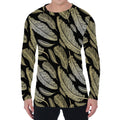 Gold And Black Feather Pattern Print Men's Long Sleeve T-Shirt
