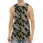 Gold And Black Feather Pattern Print Men's Muscle Tank Top