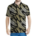 Gold And Black Feather Pattern Print Men's Polo Shirt