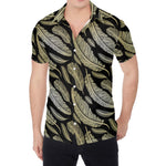 Gold And Black Feather Pattern Print Men's Shirt