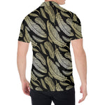 Gold And Black Feather Pattern Print Men's Shirt