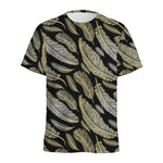 Gold And Black Feather Pattern Print Men's Sports T-Shirt