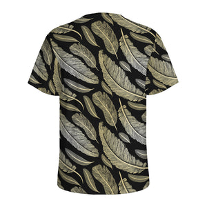 Gold And Black Feather Pattern Print Men's Sports T-Shirt