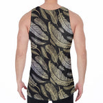 Gold And Black Feather Pattern Print Men's Velvet Tank Top