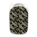 Gold And Black Feather Pattern Print Mesh Laundry Hamper