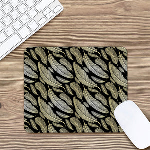 Gold And Black Feather Pattern Print Mouse Pad