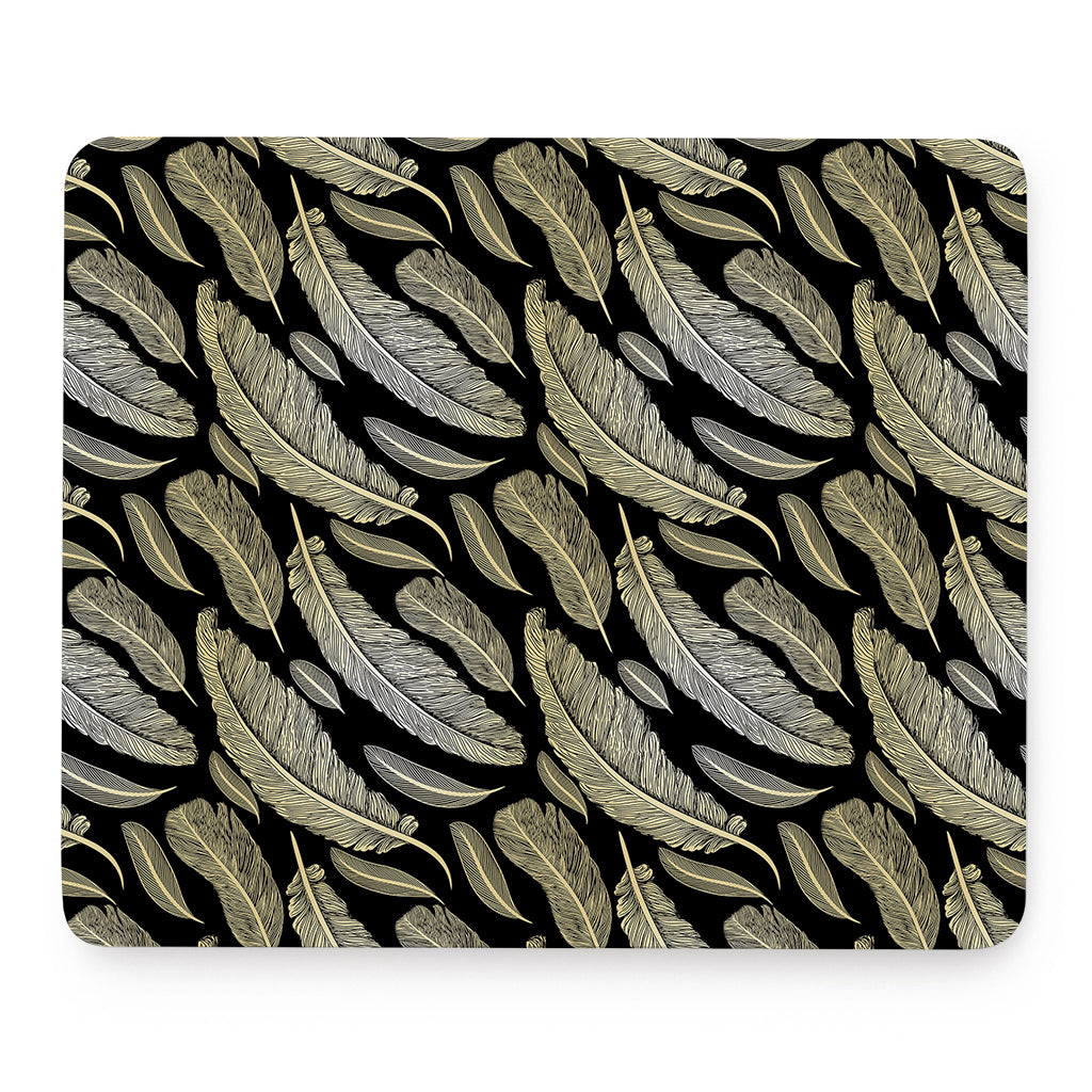 Gold And Black Feather Pattern Print Mouse Pad