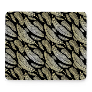 Gold And Black Feather Pattern Print Mouse Pad