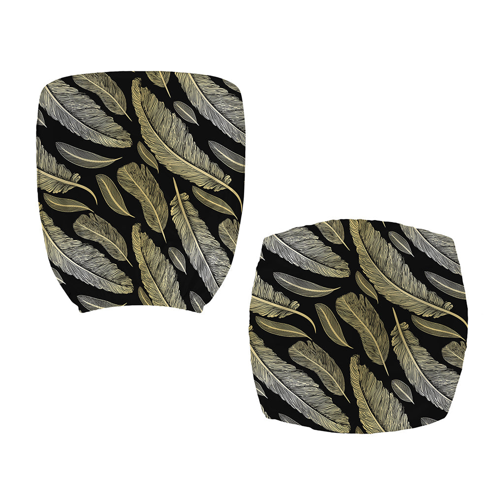Gold And Black Feather Pattern Print Office Chair Cover